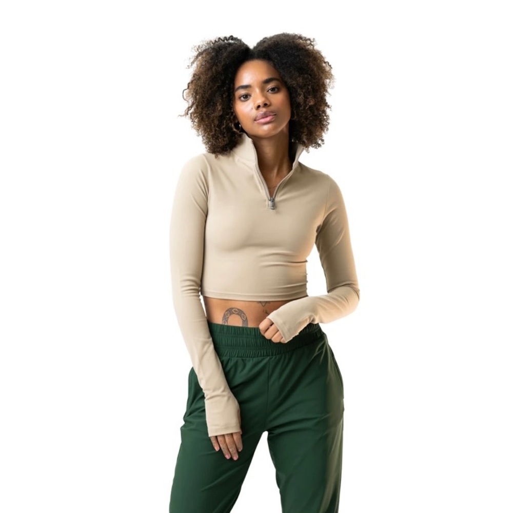 Balance Athletica Refine zip cropped-Dune